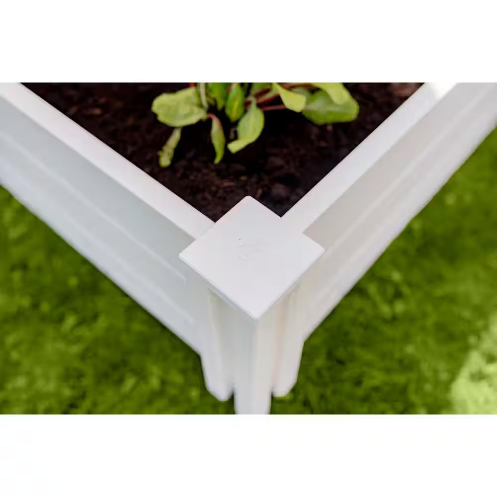 Classic 48"L X 48"W X 11"H Vinyl Raised Garden Bed, White, VT17108