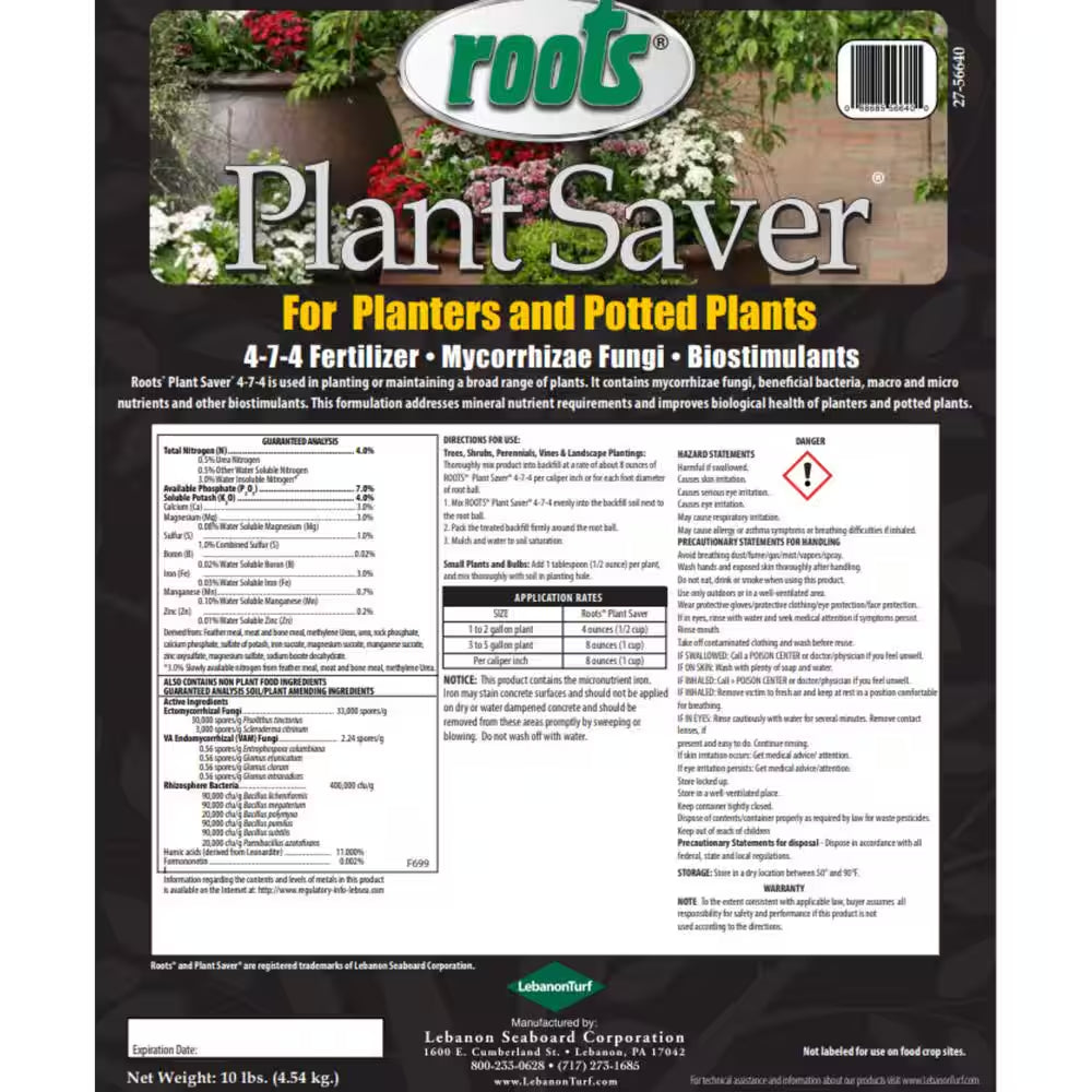 10 Lbs. Plant Saver Fertilizer for Planters and Potted Plants 4-7-4