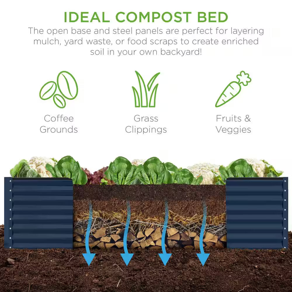 8 Ft. X 4 Ft. X 2 Ft. Navy Outdoor Steel Raised Garden Bed, Planter Box for Vegetables, Flowers, Herbs