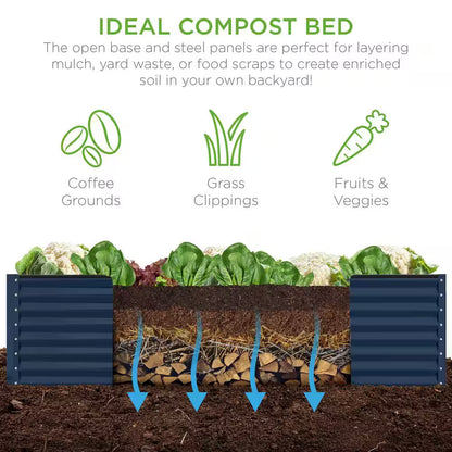 8 Ft. X 4 Ft. X 2 Ft. Navy Outdoor Steel Raised Garden Bed, Planter Box for Vegetables, Flowers, Herbs
