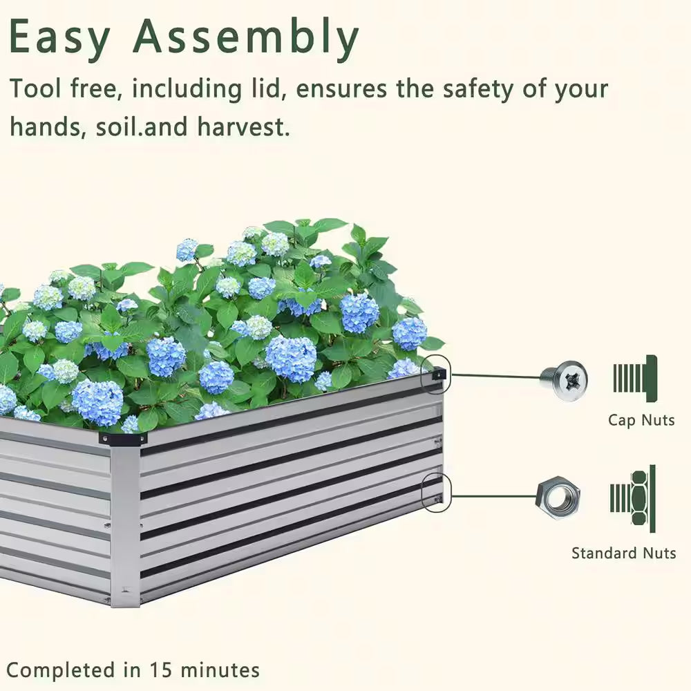 48 Cu. Ft. Soil Galvanized Raised Garden Bed Outdoor Garden for Planting, Fruit, Herb (1-Pack)