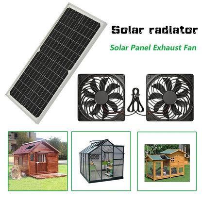 12V Solar Fan Durable Exhaust Kit with Photovoltaic Panel, No Wiring Required for Chicken Coop/Greenhouse/Pet Greenhouse