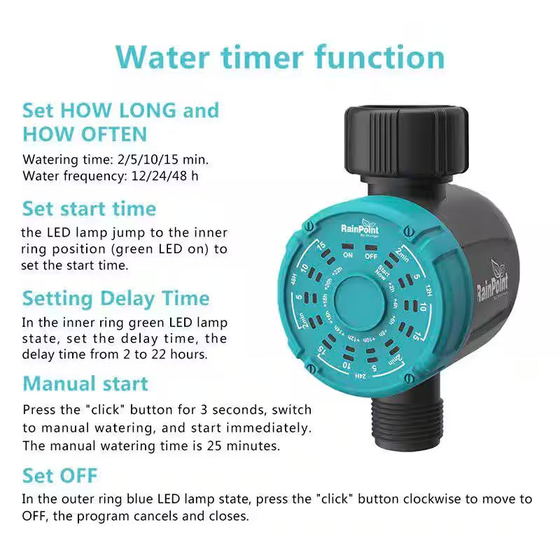 Outdoor One Key Set Automatic Garden Watering Timer Waterproof Irrigation System Controller, Blue