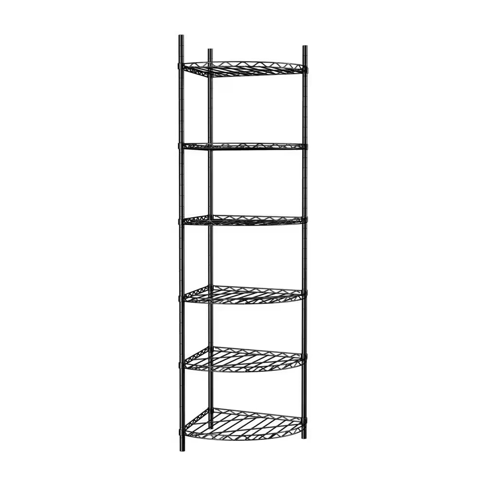6-Tier Outdoor Garden Garage Black Iron Storage Shelf Shelves Organizer Wire Shelving Unit Plant Stand