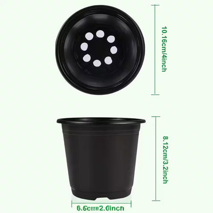 6 In. 0.5 Gal Dia Black Plastic Plant Nursery Seed Starting Nursery Pots