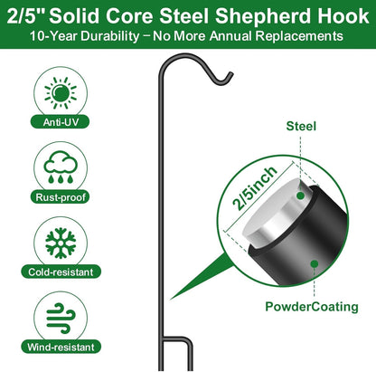 4 Pack Solid Shepherd Hook 37 Inch One Piece Structure No Assembly Required Heavy Duty Solid Shepards Garden Outdoor for Hanging Plants Lanterns Hanger Wedding Black