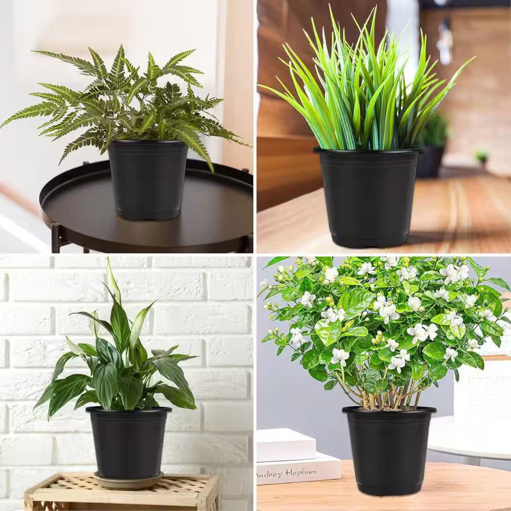 6 In. 0.5 Gal Dia Black Plastic Plant Nursery Seed Starting Nursery Pots