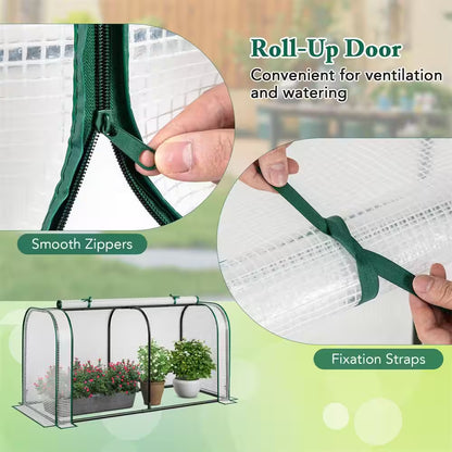 Fir Wood Raised Garden Bed with Greenhouse Waterproof Sun-Protective Green Hot House White+Grey