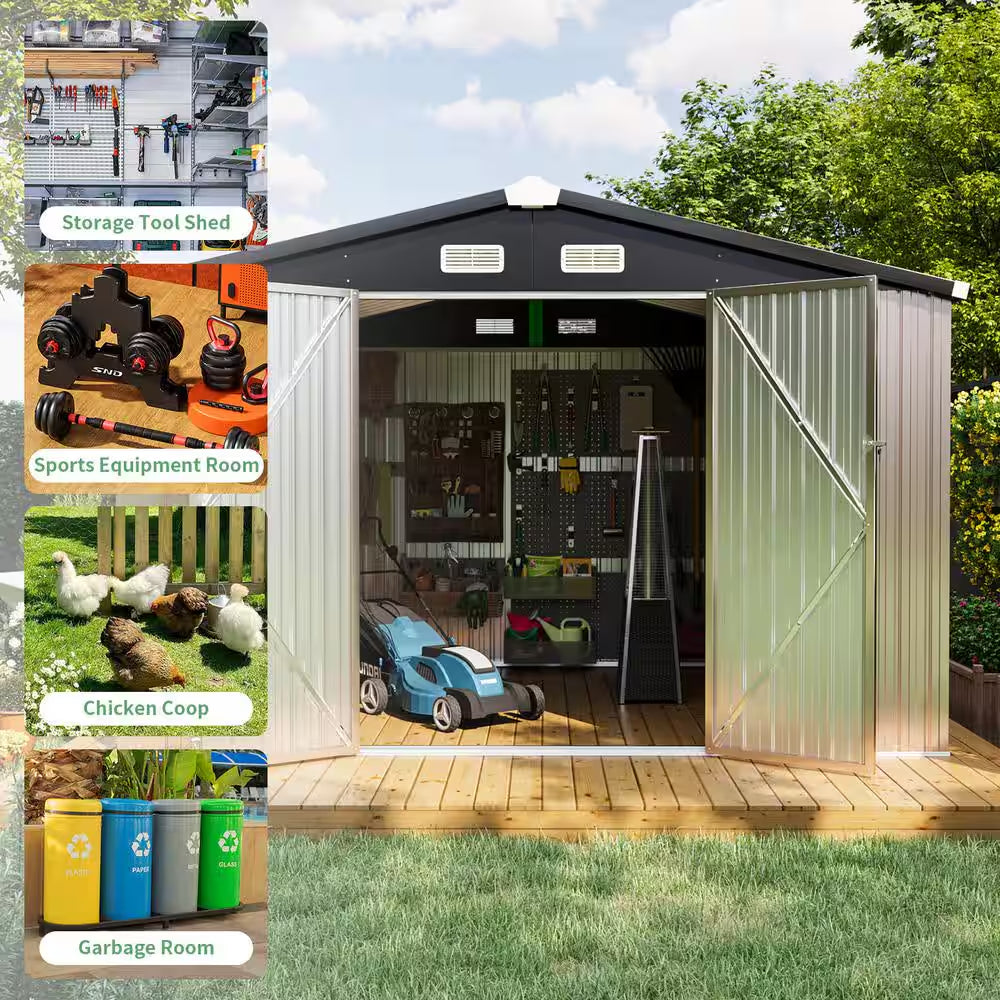 10 Ft. W X 8 Ft. D Metal Storage Shed for Garden and Backyard (73 Sq. Ft.)