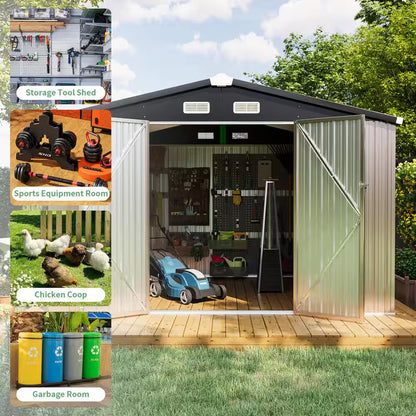 10 Ft. W X 8 Ft. D Metal Storage Shed for Garden and Backyard (73 Sq. Ft.)