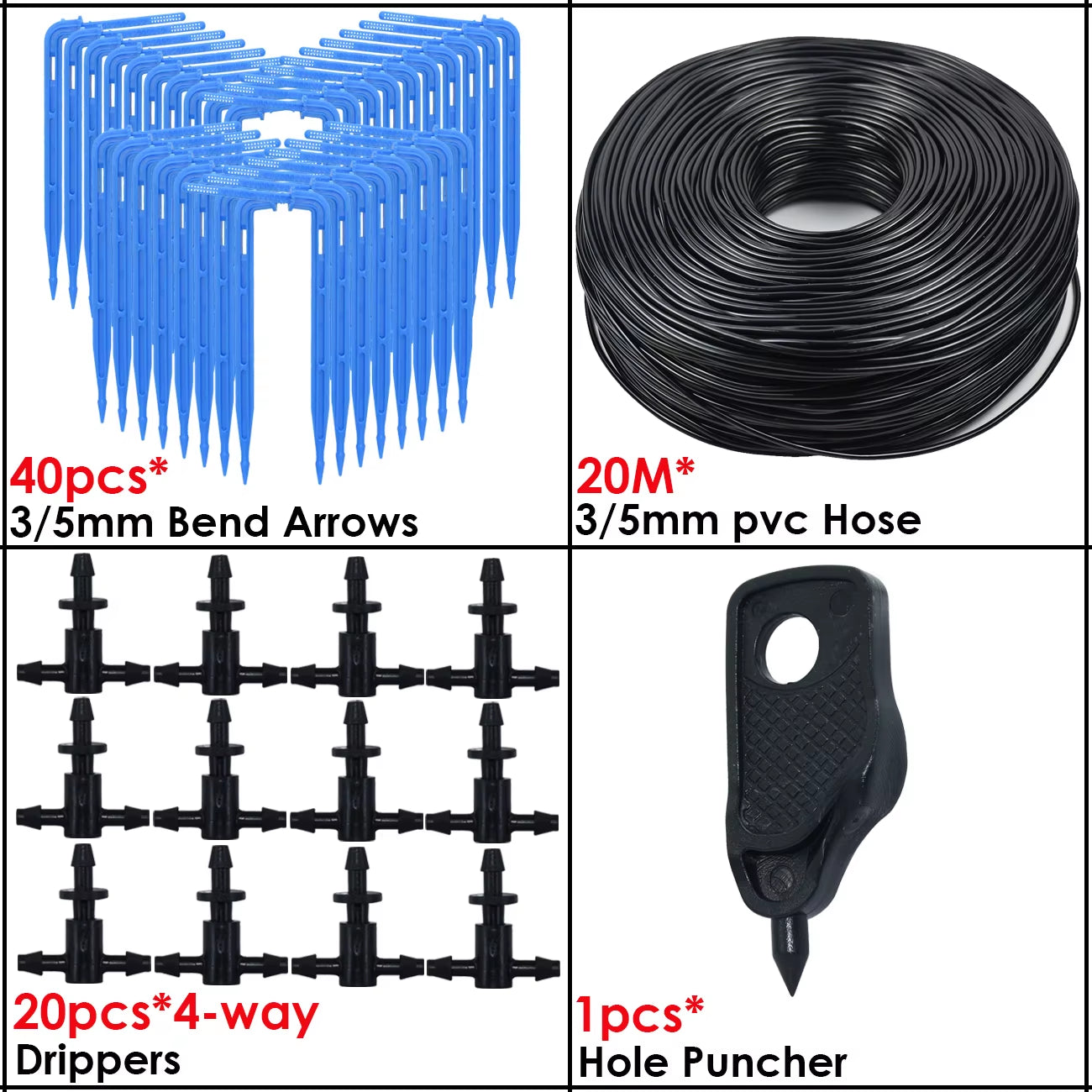 Greenhouse Drip Irrigation 4-Way 3/5Mm 2-Way Drip Arrow Transmitter Garden Automatic Watering System Potted Plant 10/20Set