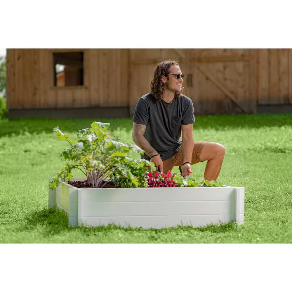 Classic 48"L X 48"W X 11"H Vinyl Hudson Raised Garden Bed, White, VA68237