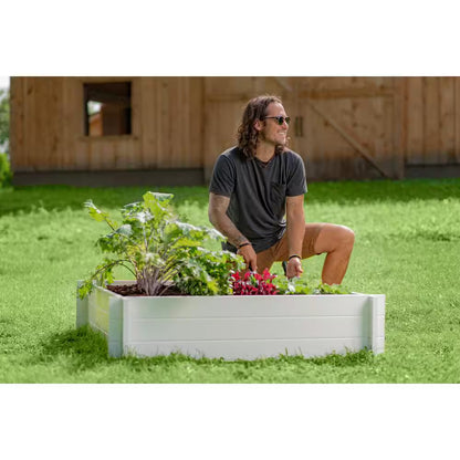 Classic 48"L X 48"W X 11"H Vinyl Hudson Raised Garden Bed, White, VA68237