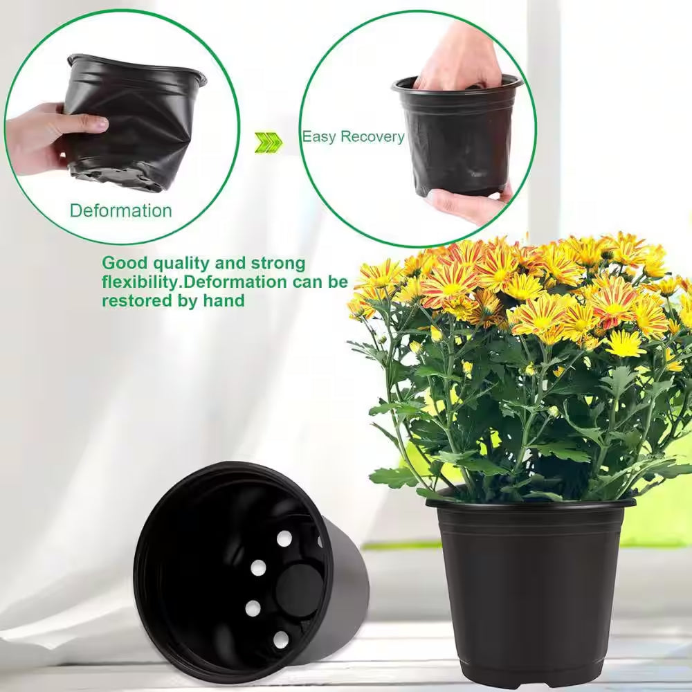 6 In. 0.5 Gal Dia Black Plastic Plant Nursery Seed Starting Nursery Pots