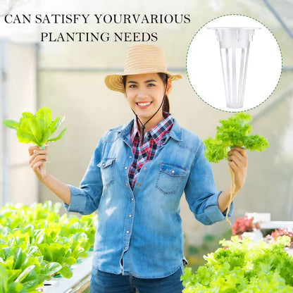 0.5 Inch, White Plastic Hydroponic Plant Basket with Seed Labels for Indoor/Outdoor Gardening (50-Pack)