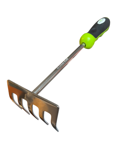 Stainless Steel 5 Tine Rake Cultivator Tiller Tool