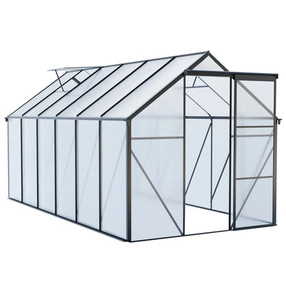 Walk in Greenhouse, Garden Greenhouse for Outdoors, Upgraded Polycarbonate Plant Greenhouse with Sliding Door, Adjustable Roof Vent, 6X12Ft, TE3067