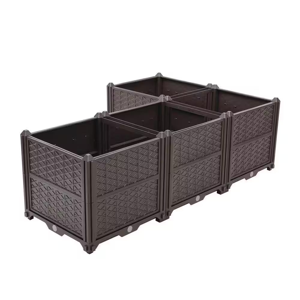 62.8 In. L Coffee Plastic Material Rectangle Indoor/Outdoor Planting Box with Planting Kit (1-Pack)