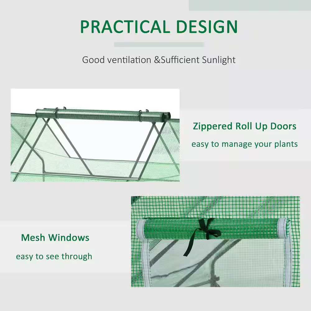 71 In. X 55 In. X 32 In. Mini Tunnel Greenhouse, Garden Planting Shed, Outdoor Flower Planter Warm House, Green