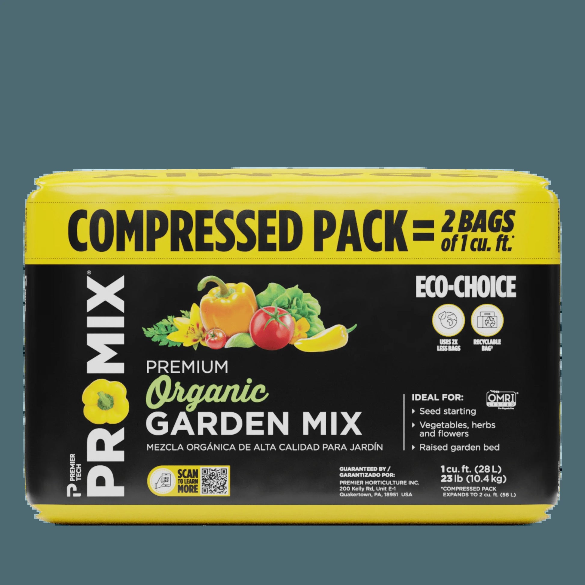Premium Organic Garden Soil Mix, 2 Cu Ft Compressed Bale