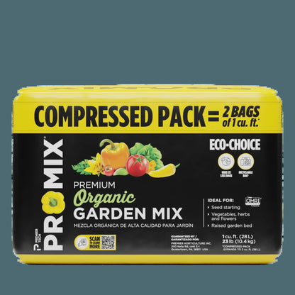 Premium Organic Garden Soil Mix, 2 Cu Ft Compressed Bale