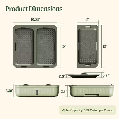 10 In. L X 10 In. W X 8.89 In. H Plastic Self-Watering Microgreens Grow Kit with Capillary Grow Mats in Fog Gray