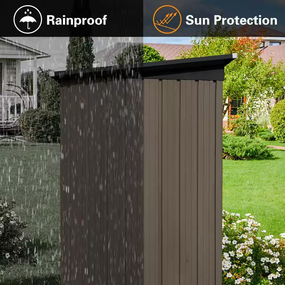 5 Ft. W X 4 Ft. D Brown and Black Metal Shed (20 Sq. Ft. )