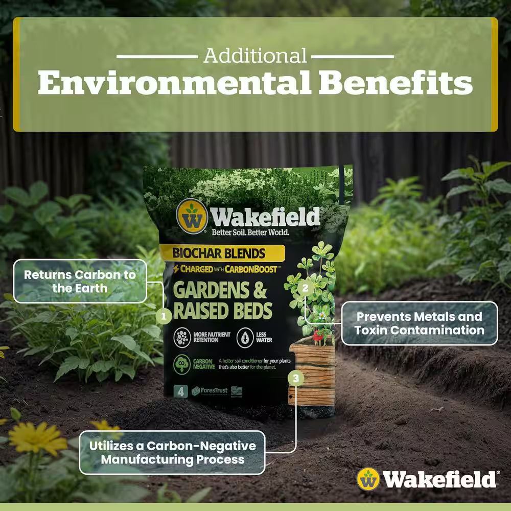 Biochar Blend with Carbonboost for Gardens and Raised Beds, Soil Amendment-4 Qt. Bags