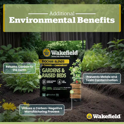 Biochar Blend with Carbonboost for Gardens and Raised Beds, Soil Amendment-4 Qt. Bags