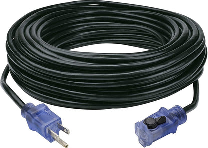 16 Gauge 3Prong Cords (16/3 SJTW & Cord Storage Wheel, Black, 80 Ft - W/Wheel)