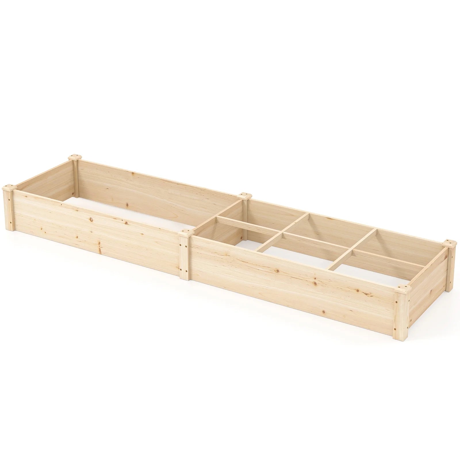 Wooden Raised Garden Bed, Elevated Patio Planter with 7 Planting Compartments for Flower