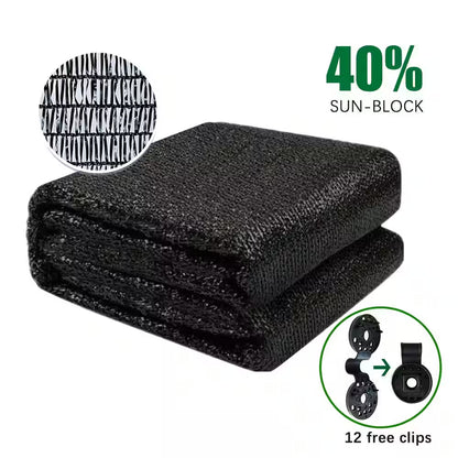 6 Ft. X 12 Ft. 40% Shade Cloth Sunblock Fabric Cut Edge with Free Cilps UV Resistant for Garden Plants Cover, Black