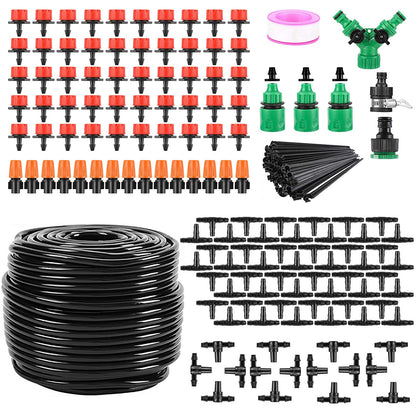 164FT Drip Irrigation Kit for Spring Summer Garden Automatic Garden Irrigation System Misting Plant Watering Drip Kit for Garden Greenhouse Flower Bed Patio Lawn