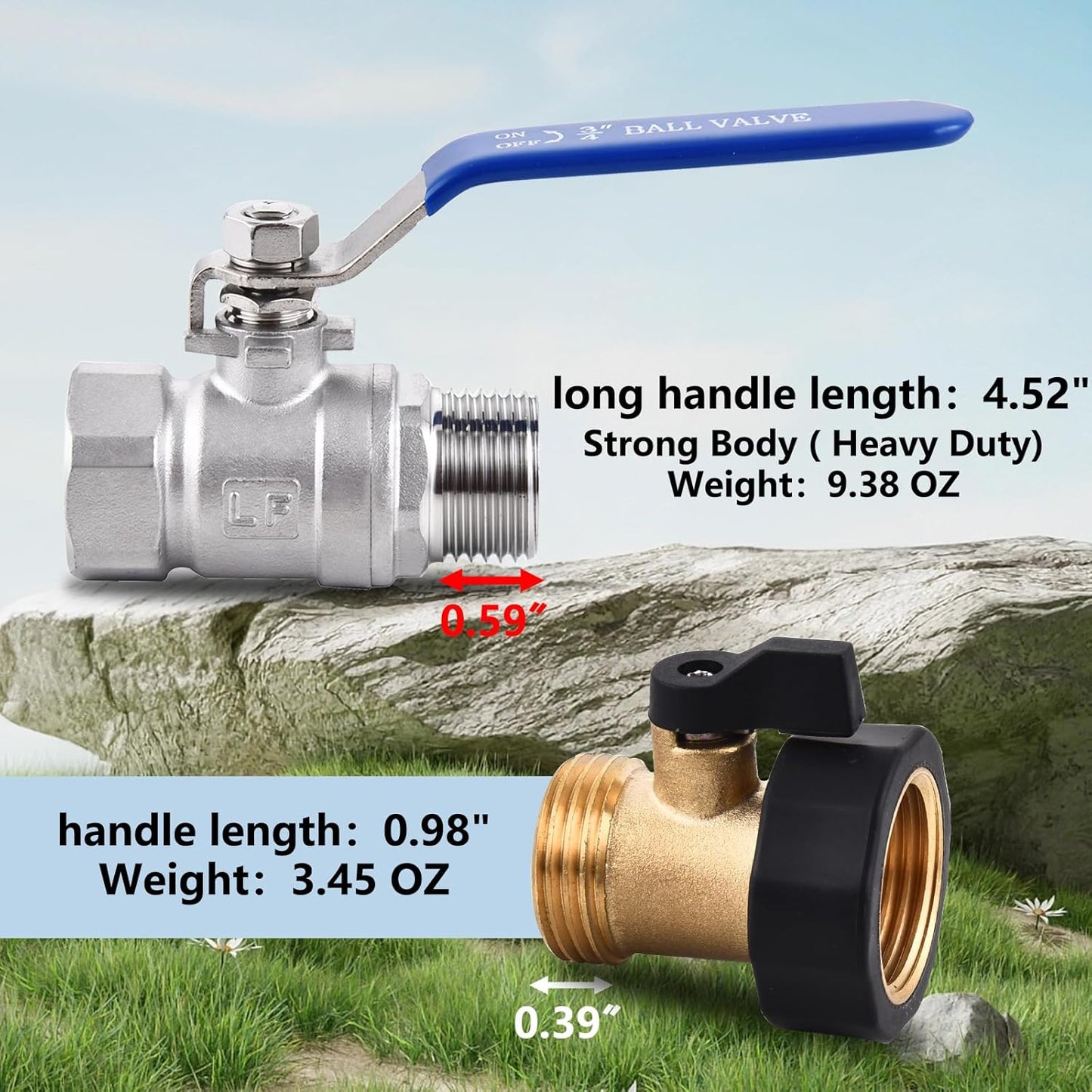 3/4In Garden Hose Shut off Valve 304 Stainless Steel Full Flow Ball Valve