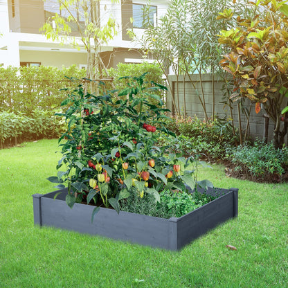 48X48X10 Inch Raised Planting Bed, Outdoor Floor Standing Wooden Planting Box, Tool-Free Assembly