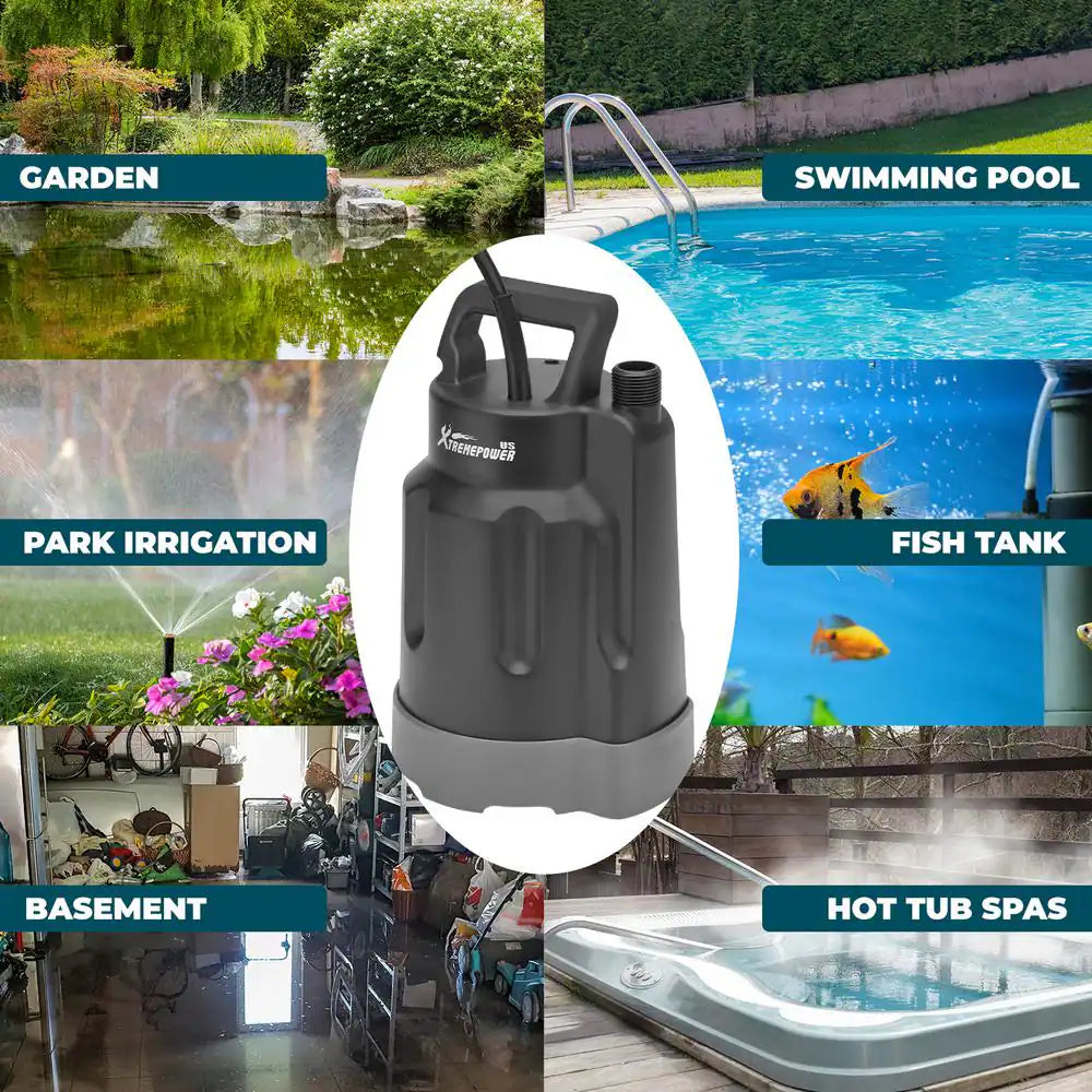 1/3 HP 1690 GPH Thermoplastic Submersible Utility Pump