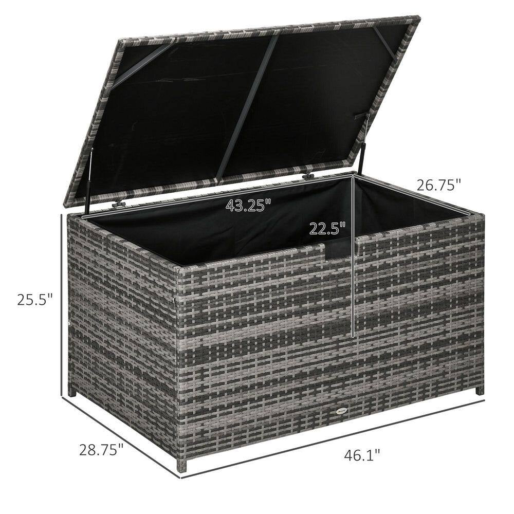 Dark Gray 113 Gal. All-Weather Wicker Deck Box, Outdoor Storage Box for Patio Cushions, Pool Supplies, Garden Tools