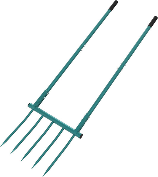 Ergonomic 5-Tine Broad Fork Garden Tool for Easy Soil Aeration and Cultivation