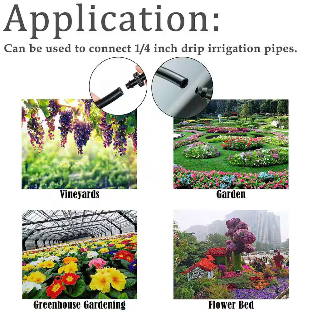 220-Pieces 1/4 In. Drip Irrigation Fittings Kit with Barbed Connectors, Straight, Tee, Elbow for Garden