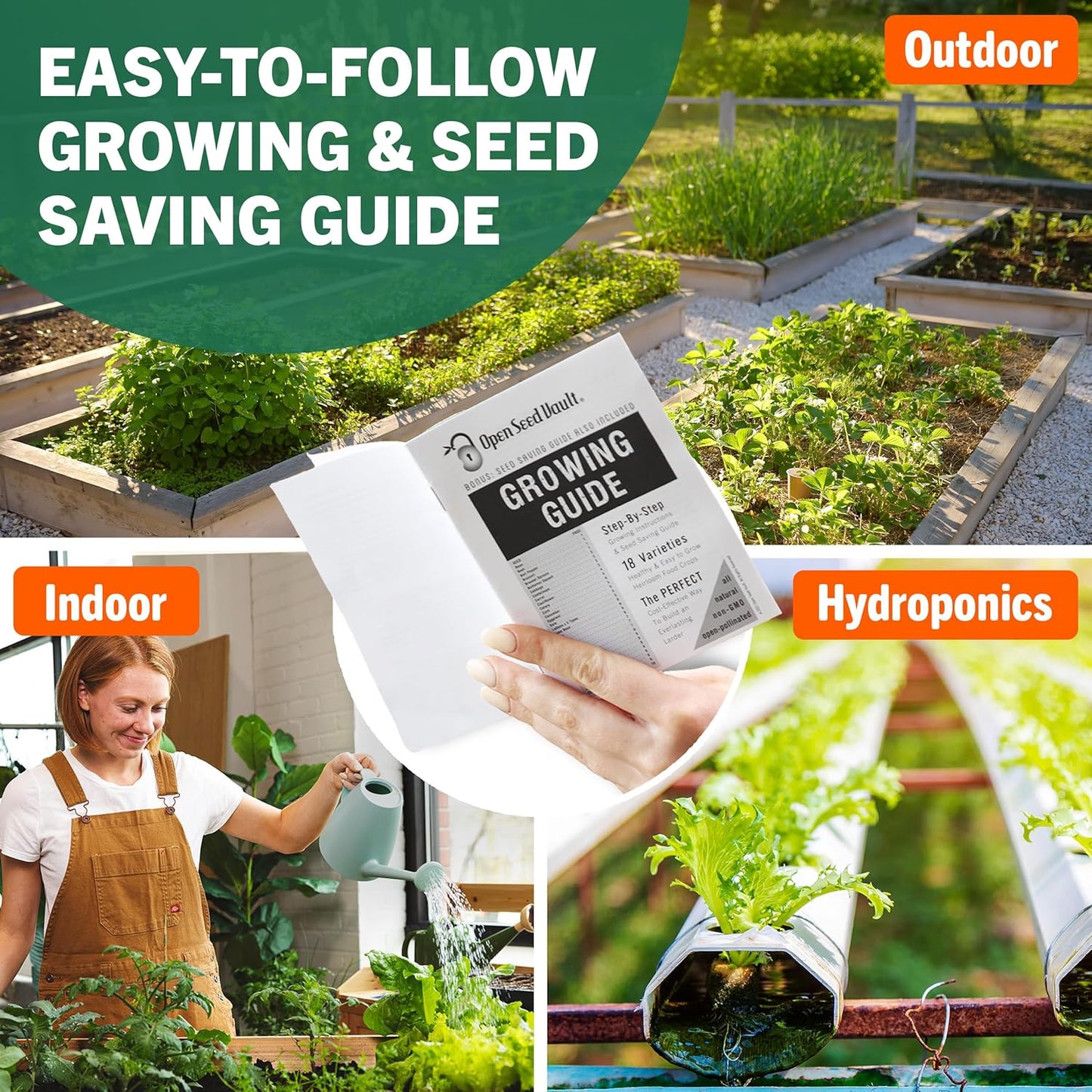 |15,000 Heirloom Seeds | 18 Seed Types | Survival Seeds | 2026 Season | Non GMO Vegetable and Fruit Seeds | Planting Outdoor & Indoor Garden