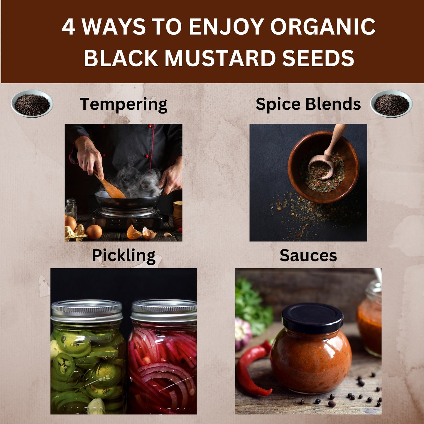 Organic Black Mustard Seeds - Gluten Free Dry, High-Quality Brown Mustard Seeds