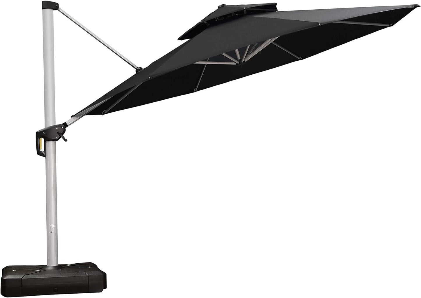 13 Feet Double Top round Deluxe Patio Umbrella Offset Hanging Umbrella Outdoor Market Umbrella Garden Umbrella, Black