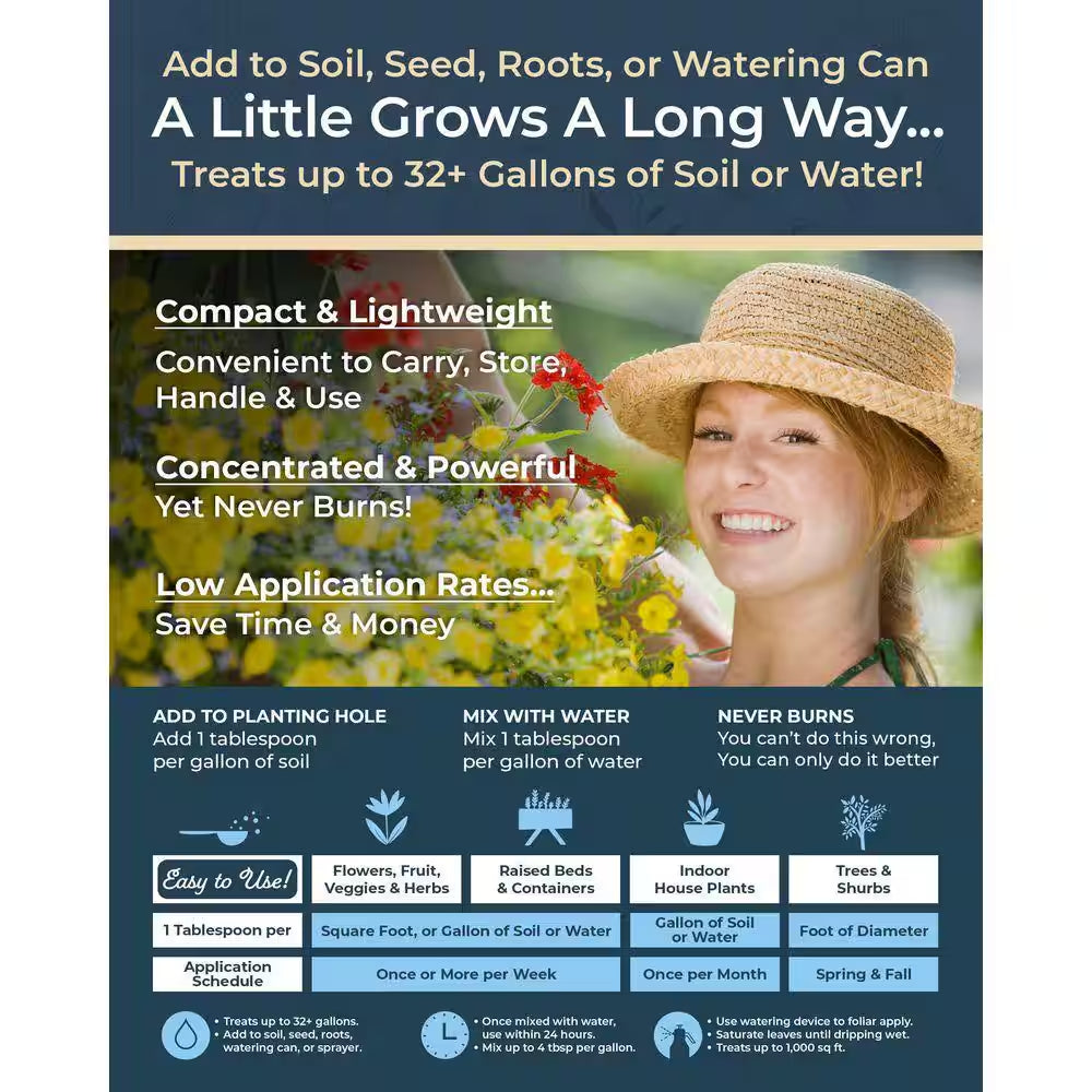Organic Fast-Acting Water Soluble Plant Food 1/2 Lb., All-Purpose Fertilizer for Flowers Vegetables Herbs Fruit Trees