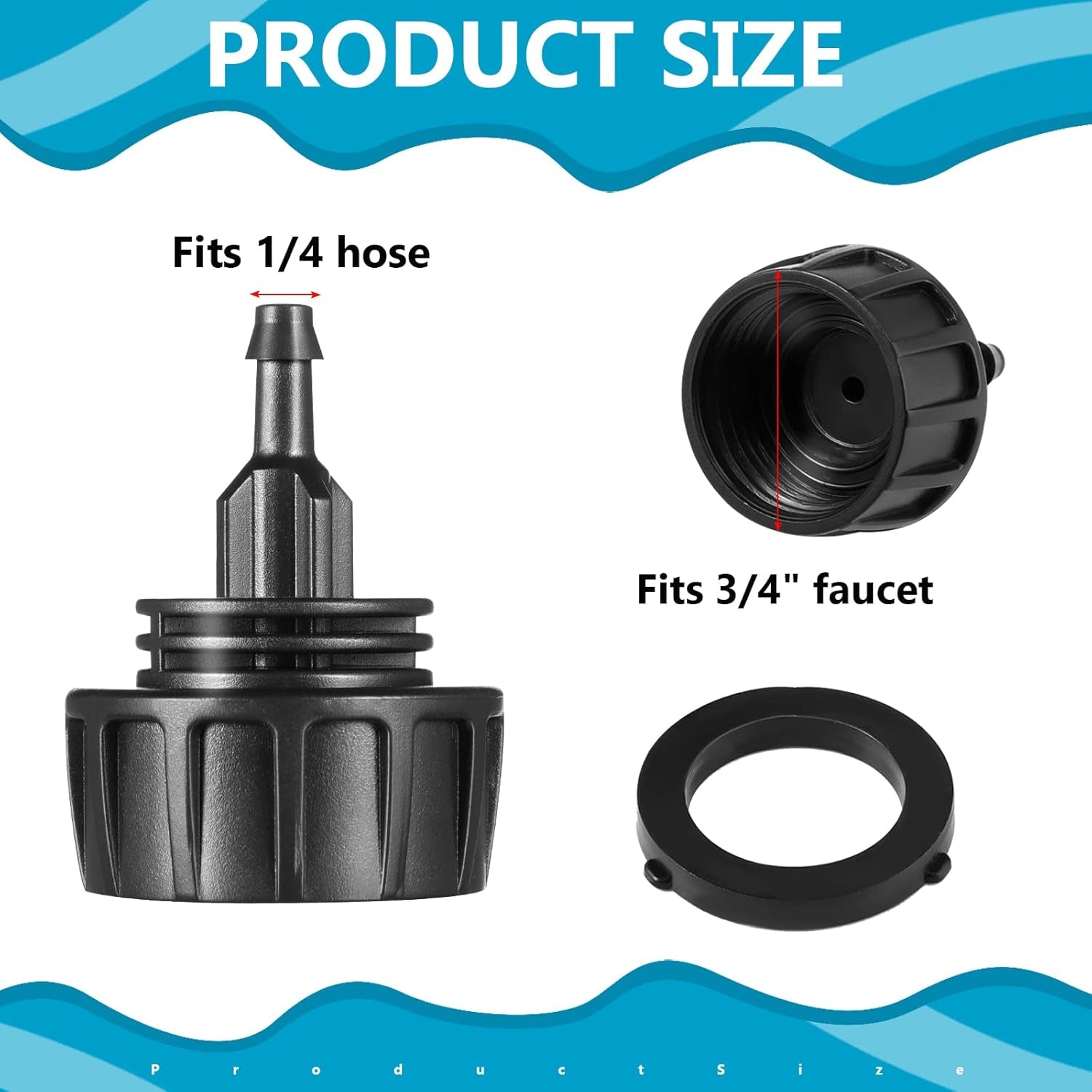 Retisee 12 Pcs 1/4 Inch Drip Irrigation Hose Connectors to 3/4 Inch Garden Fauce