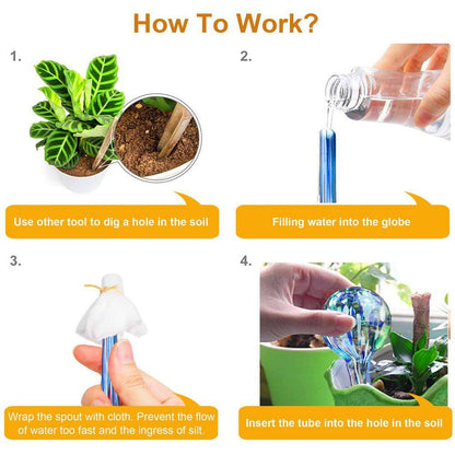 6-Piece Self Watering Globes, Automatic Glass Plant Watering Bulbs for for Daily Plant Care, Small