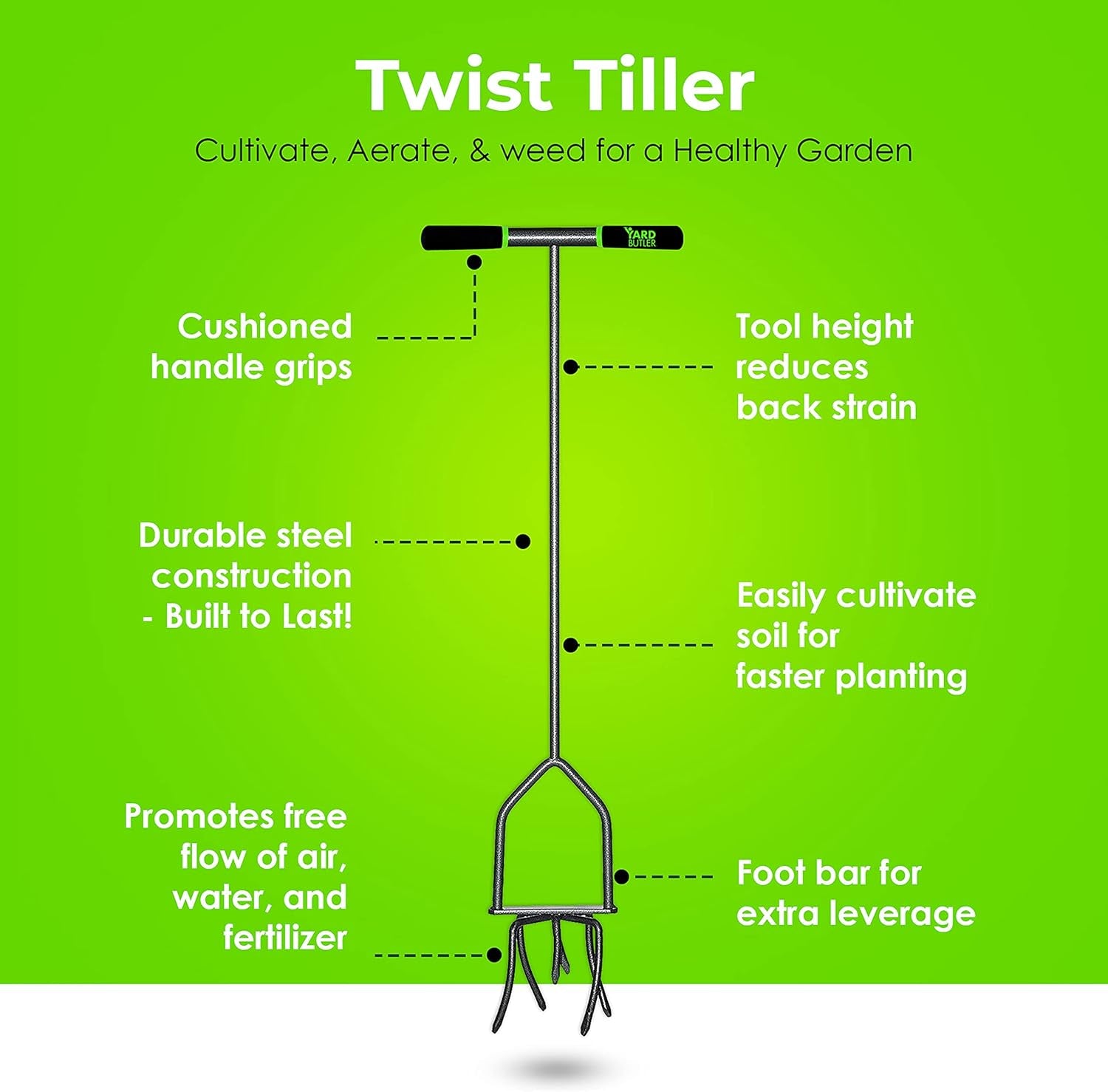 Twist Tiller Garden Cultivator & Hand Tiller Heavy Duty Garden Claw Hand Tool