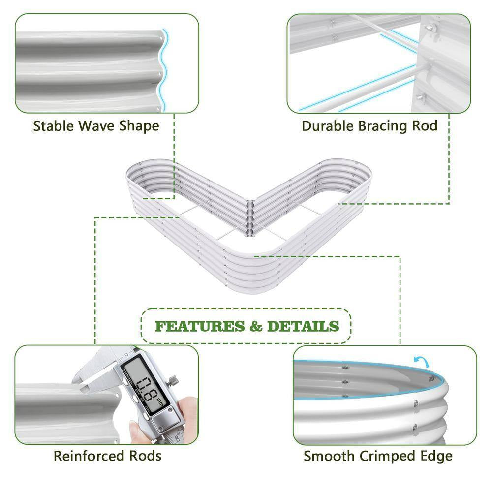 81 In. Heart-Shaped White Metal Planter Box Raised Garden Bed for Planting Vegetables Flowers