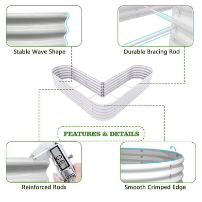 81 In. Heart-Shaped White Metal Planter Box Raised Garden Bed for Planting Vegetables Flowers