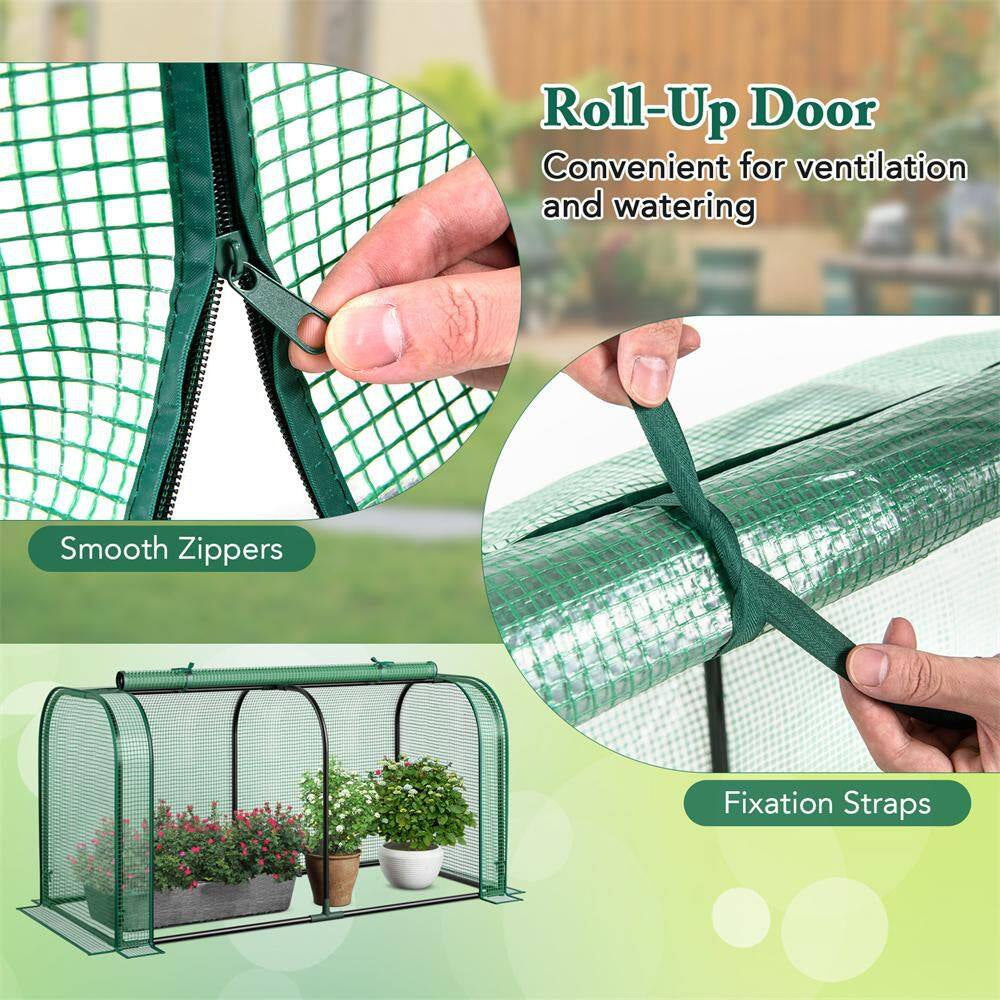 Fir Wood Raised Garden Bed with Greenhouse Waterproof Sun-Protective Green Hot House Green+Natural