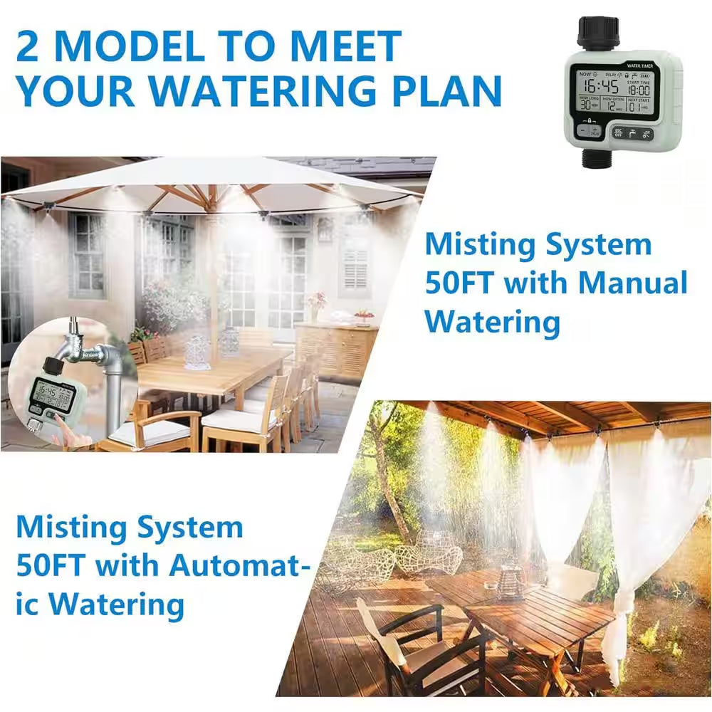 Multi-Function 50 Ft. Misting Cooling System with Timer for Outdoor Patio